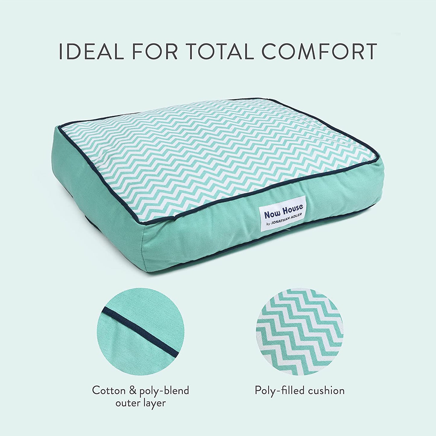 Now House for Pets by Teal Chevron Cushion Dog Bed, Medium Medium Dog Bed Washable Dog Bed for Medium Dogs by Now House by