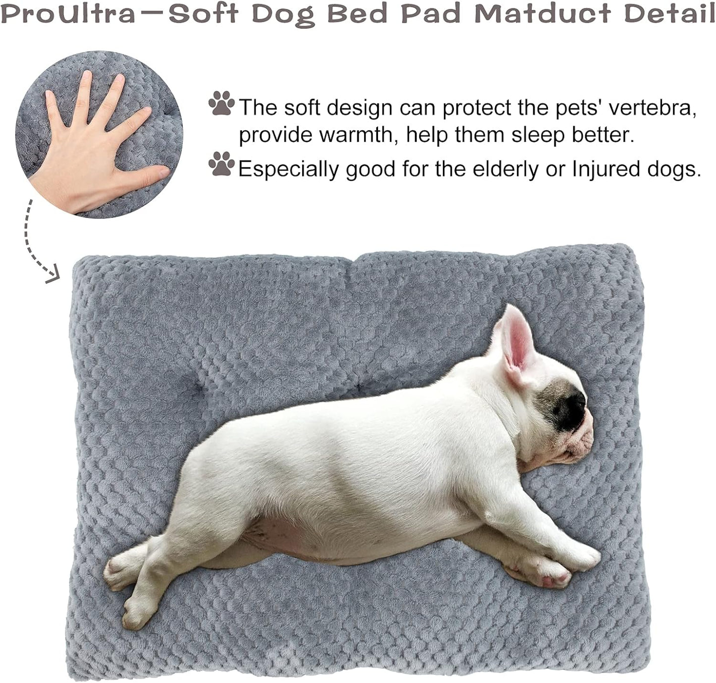 Dog Bed Crate Pad Dog Beds for Small Medium Large Dogs Pet Kennels Bed Pad Washable Ultra Soft Non-Slip Bottom Mattress Bed Cat Sleeping Calming Mat Beds Dog Crate Beds (Grey, 23")