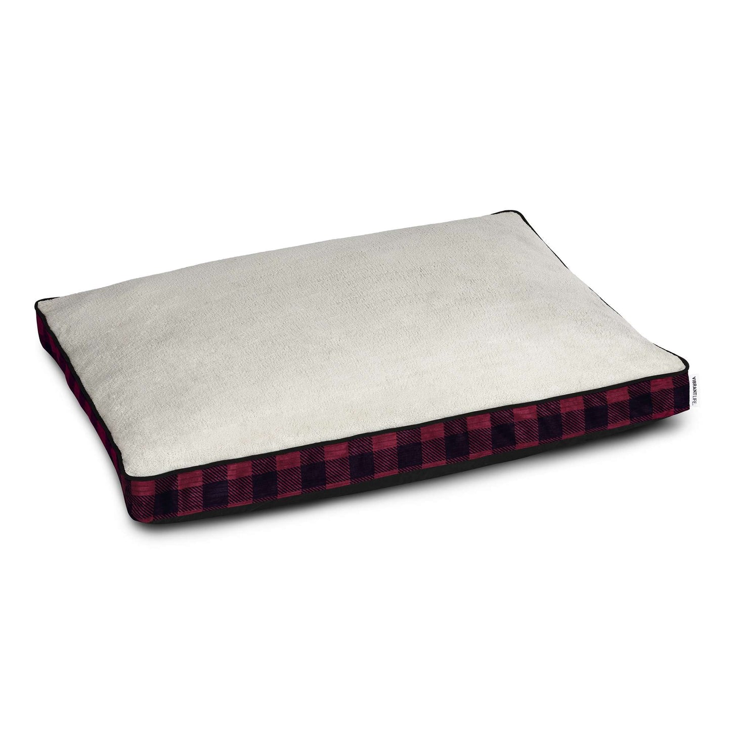 Large Holiday Gusseted Mat Dog Bed, Red and Black Buffalo Plaid