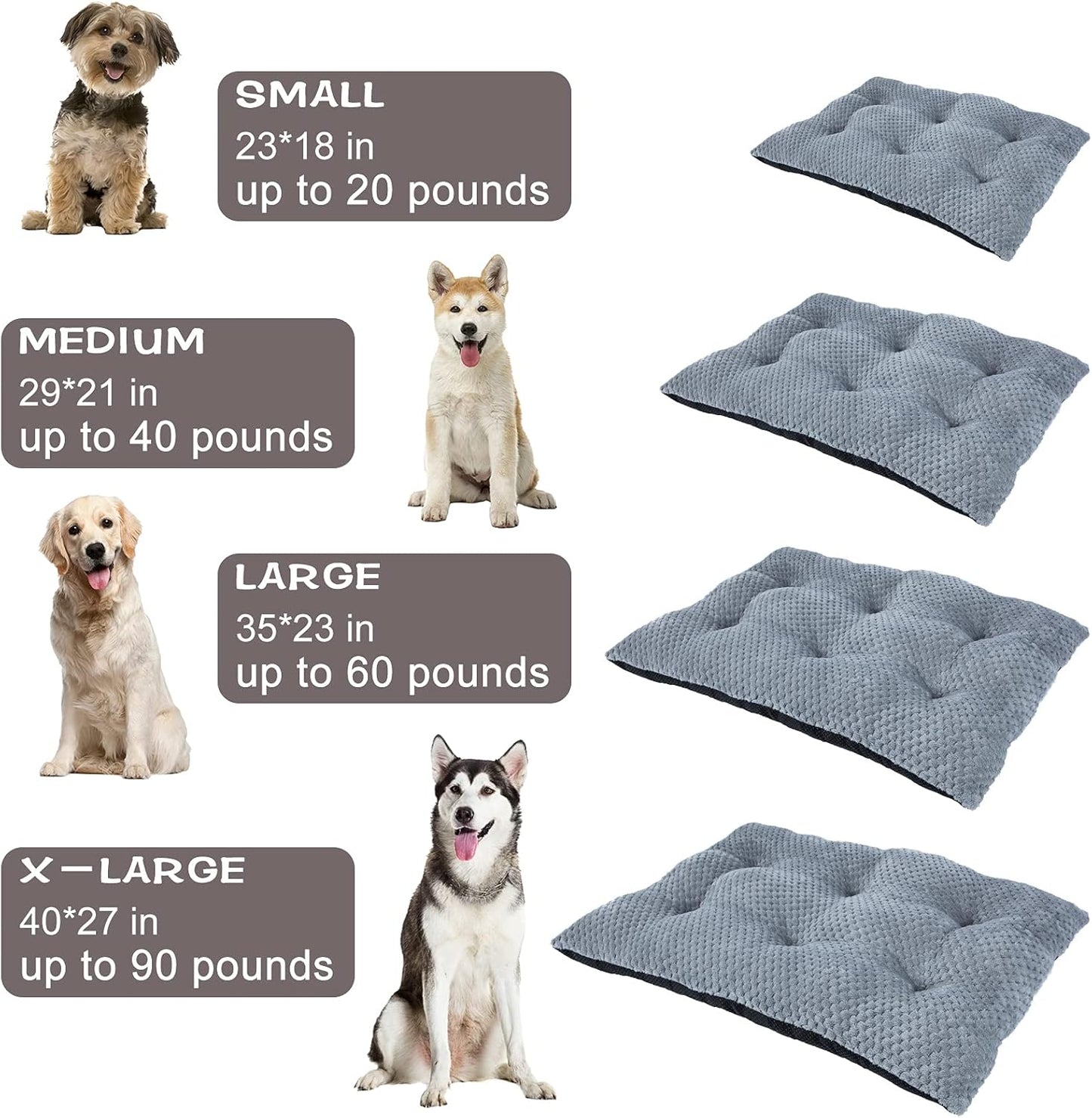 Dog Bed Crate Pad Dog Beds for Small Medium Large Dogs Pet Kennels Bed Pad Washable Ultra Soft Non-Slip Bottom Mattress Bed Cat Sleeping Calming Mat Beds Dog Crate Beds (Grey, 23")