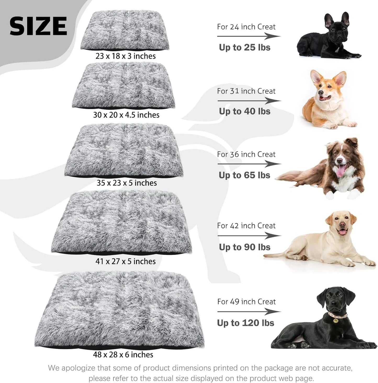 Large Dog Bed Washable Cat Dog Mats Anti-Slip Bottom Beige Large 41''×27'' Pet Beds for Large Dogs
