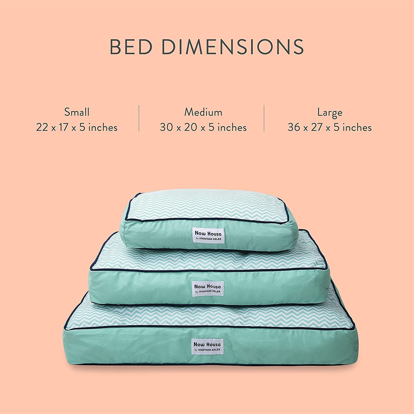 Now House for Pets by Teal Chevron Cushion Dog Bed, Medium Medium Dog Bed Washable Dog Bed for Medium Dogs by Now House by