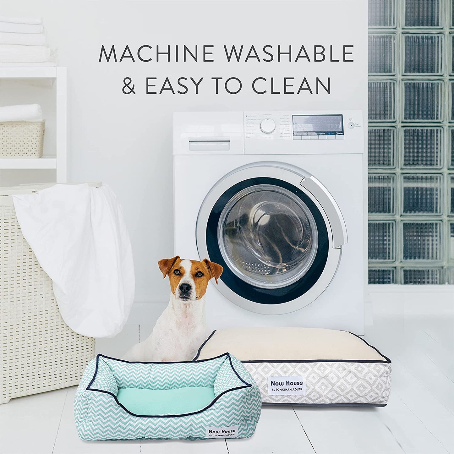 Now House for Pets by Teal Chevron Cushion Dog Bed, Medium Medium Dog Bed Washable Dog Bed for Medium Dogs by Now House by