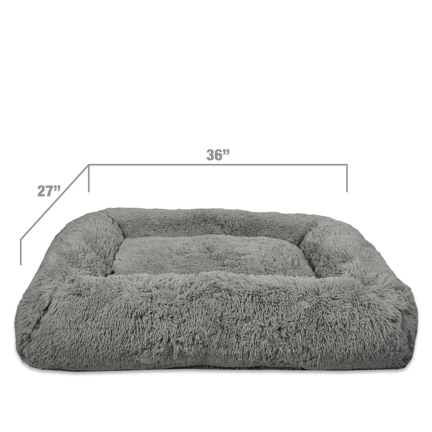 Large Furry Bolster Dog Bed, Taupe