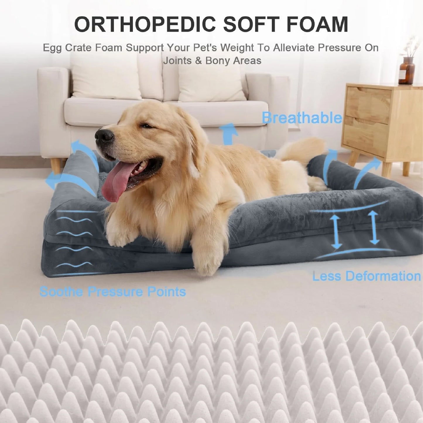 Dog Bed for Small Dogs Washable Orthopedic Dog Bed Supportive Foam Pet Couch Bed with Removable Washable Cover Waterproof Lining and Nonskid Bottom Grey