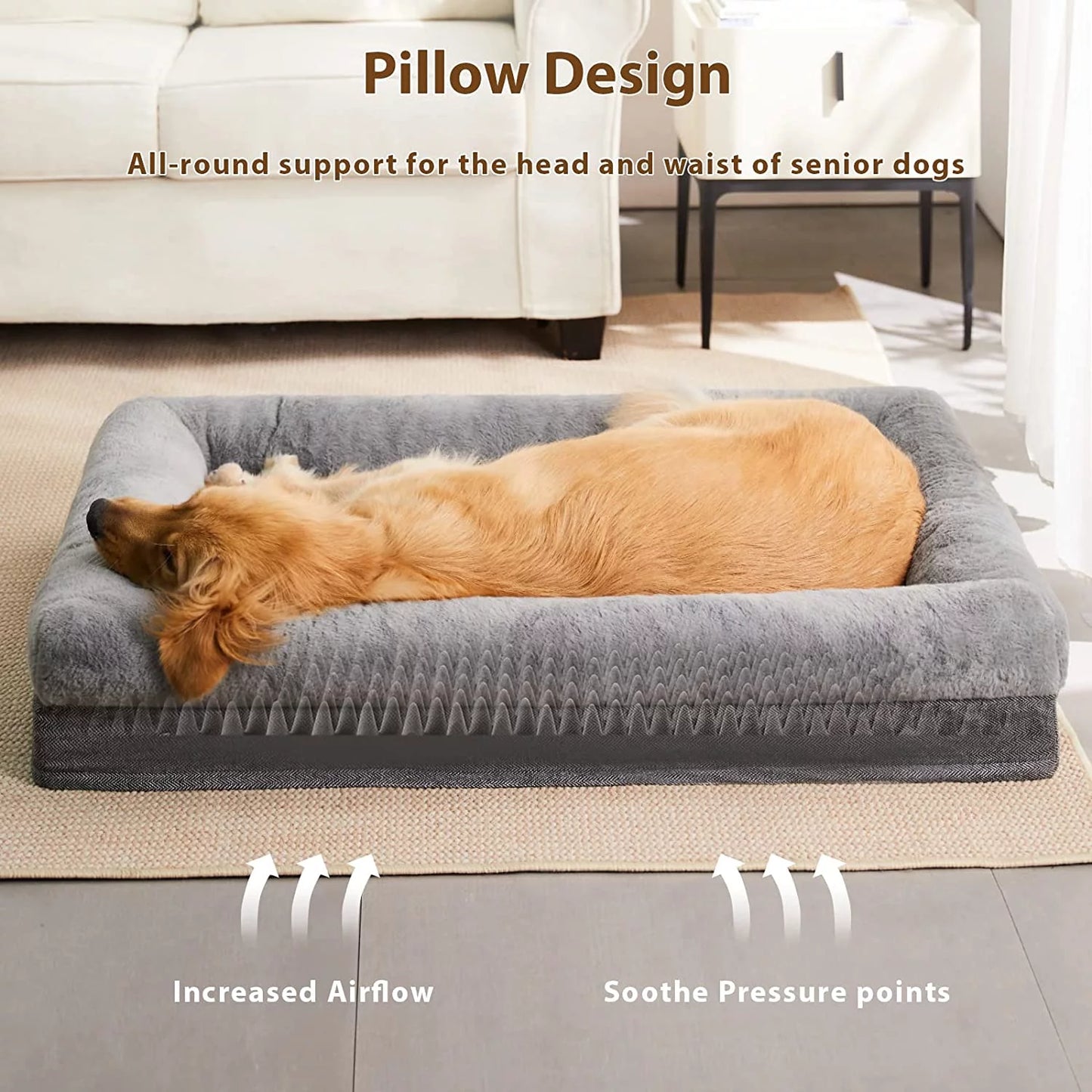 Dog Bed for Small Dogs Washable Orthopedic Dog Bed Supportive Foam Pet Couch Bed with Removable Washable Cover Waterproof Lining and Nonskid Bottom Grey
