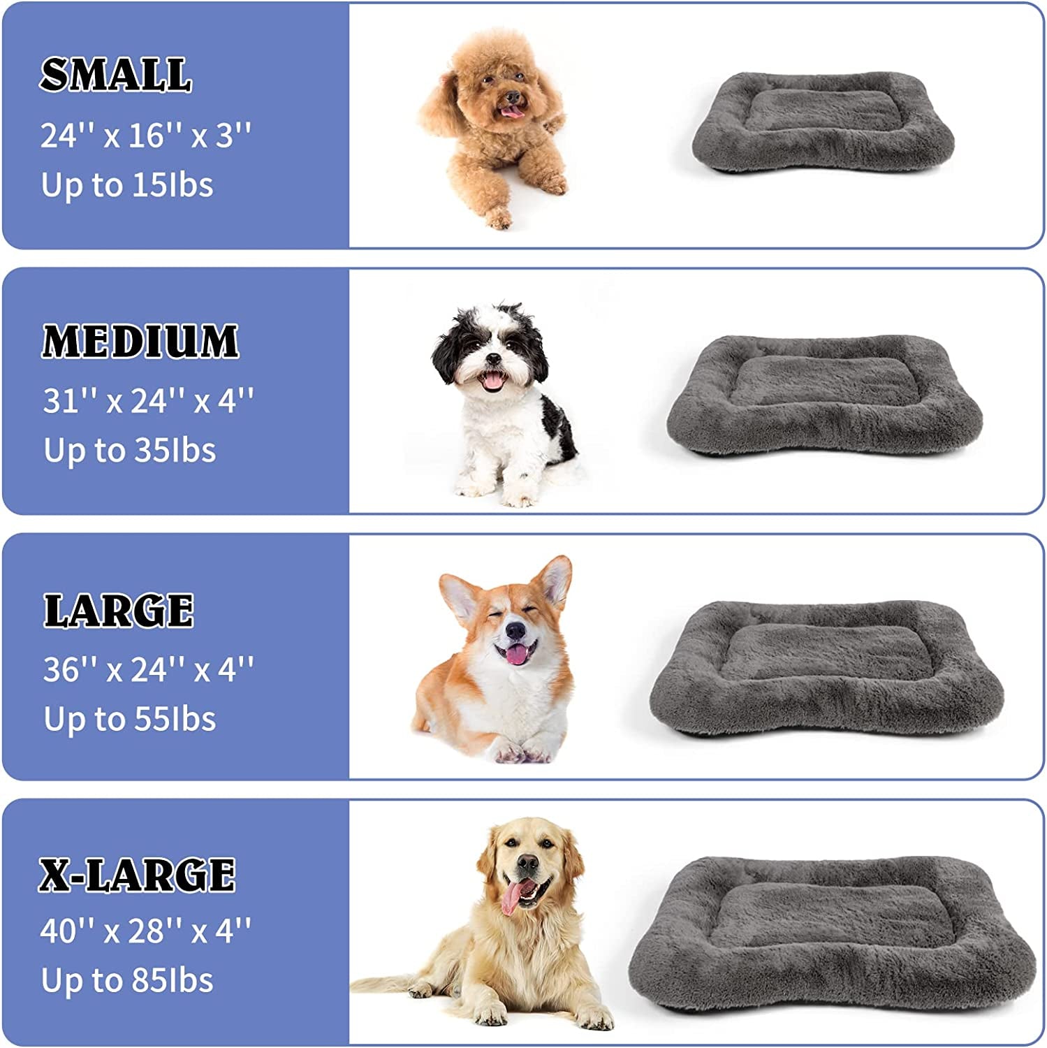 Washable Dog Crate Bed Cushion - Medium Size Dogs, 30 INCH Crate Pad