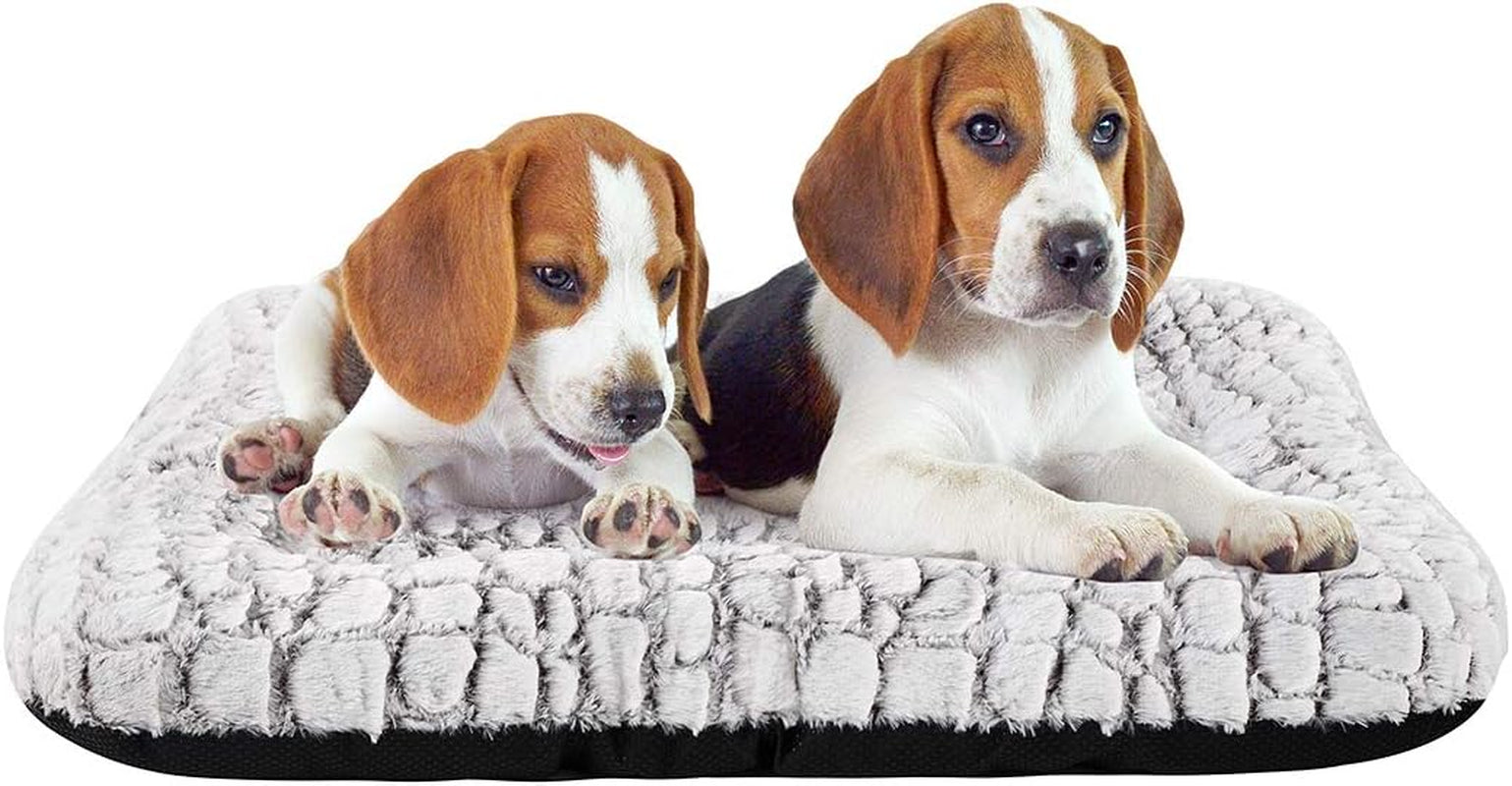 Deluxe Plush Dog Bed Pet Cushion Crate Mat,Washable Pet Bed for Medium Large X-Large Dogs and Dogs Crates(Large,White)