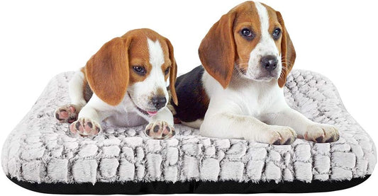 Deluxe Plush Dog Bed Pet Cushion Crate Mat,Washable Pet Bed for Medium Large X-Large Dogs and Dogs Crates(Large,White)