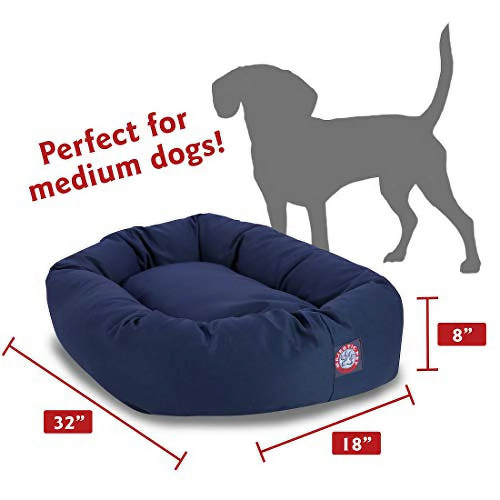 Poly/Cotton Bagel Pet Bed for Dogs, Calming Dog Bed Washable, Medium, Blue