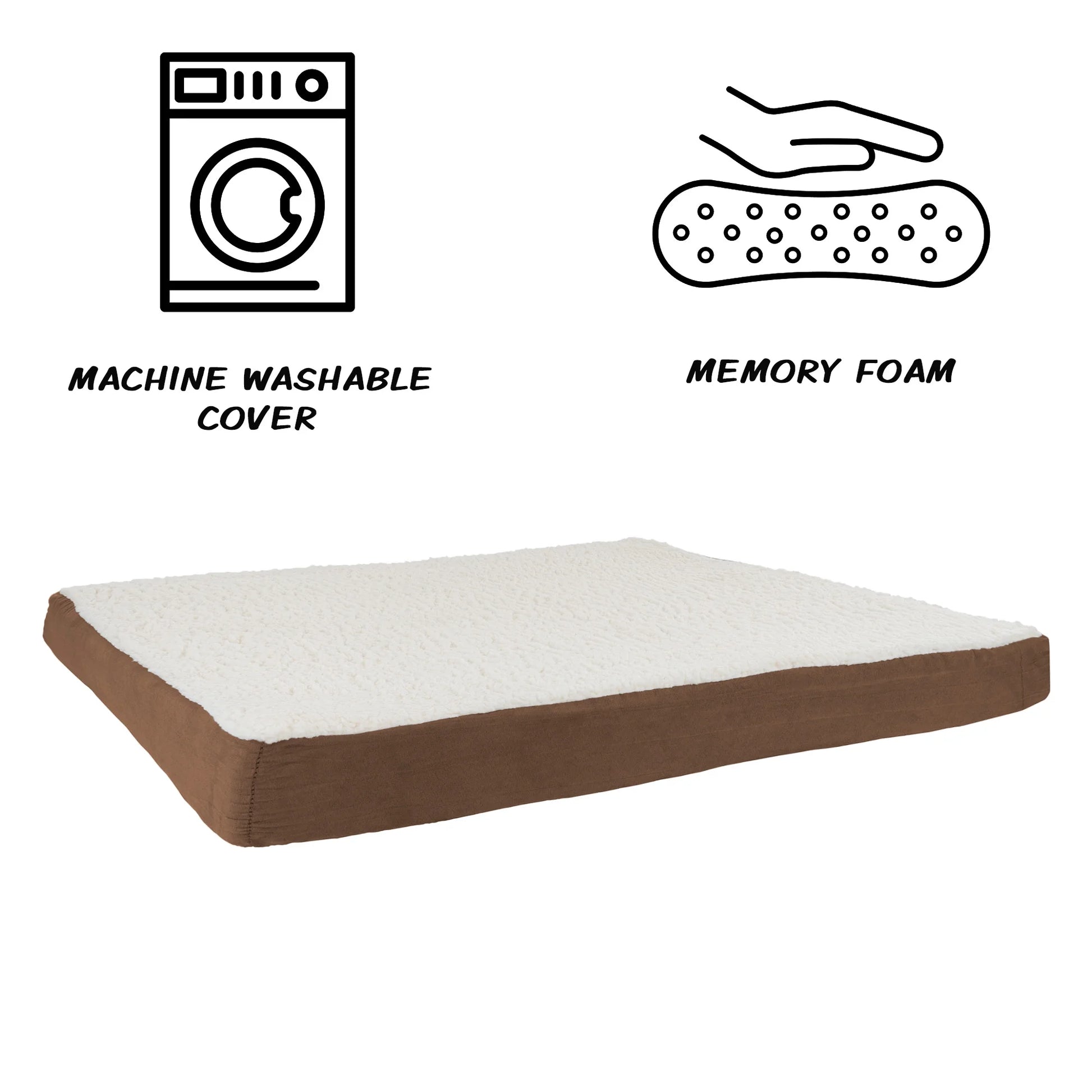 Orthopedic Sherpa-Top Memory Foam Pet Bed - 44" X 35", Brown