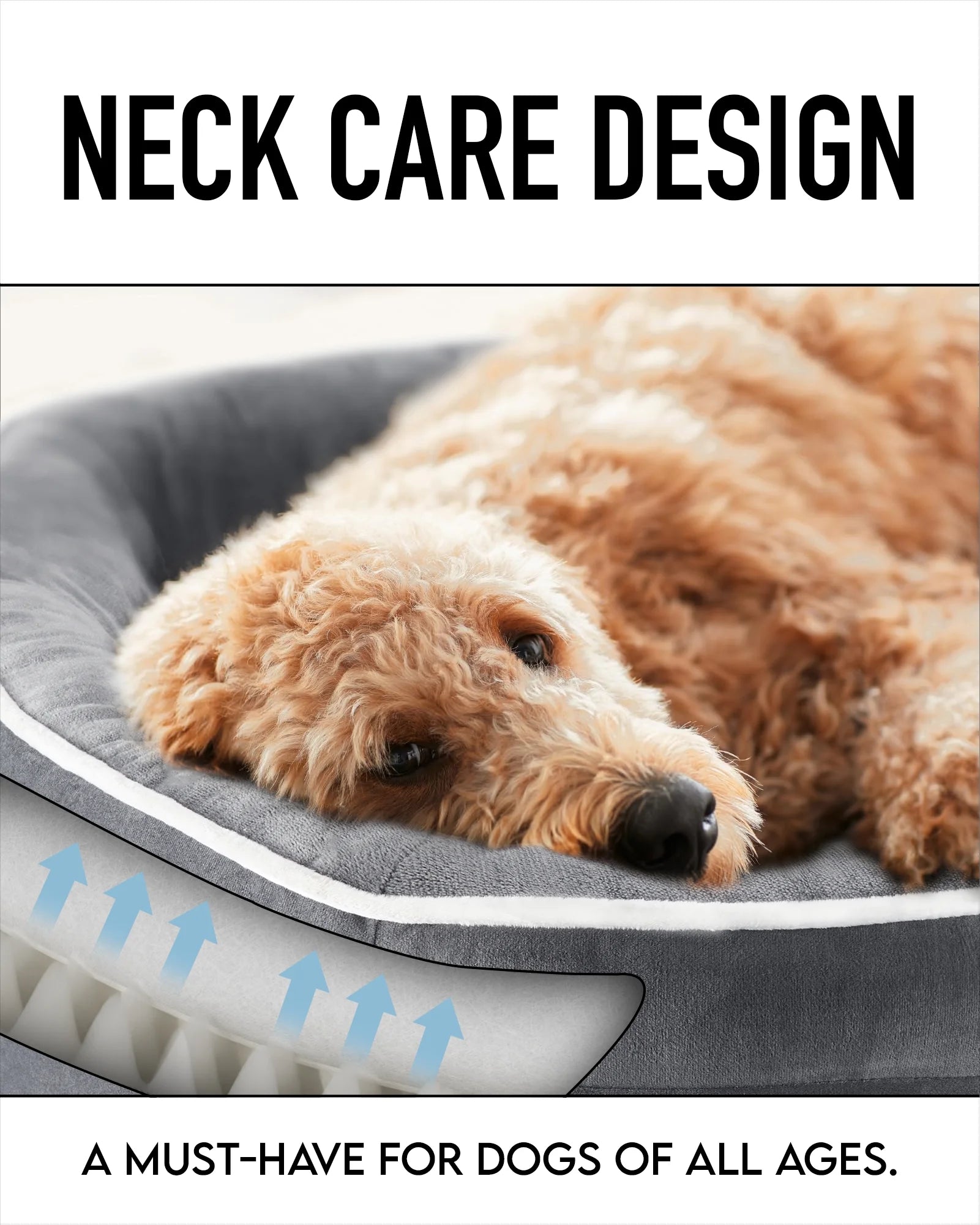 35In Luxury Sofa-Style Pet Orthopedic Bed for Large and Medium Dogs – Removable Machine-Washable Plush Cover, 4-Sided Bolster, Non-Slip Bottom, Size 35”X28”X6” Gray