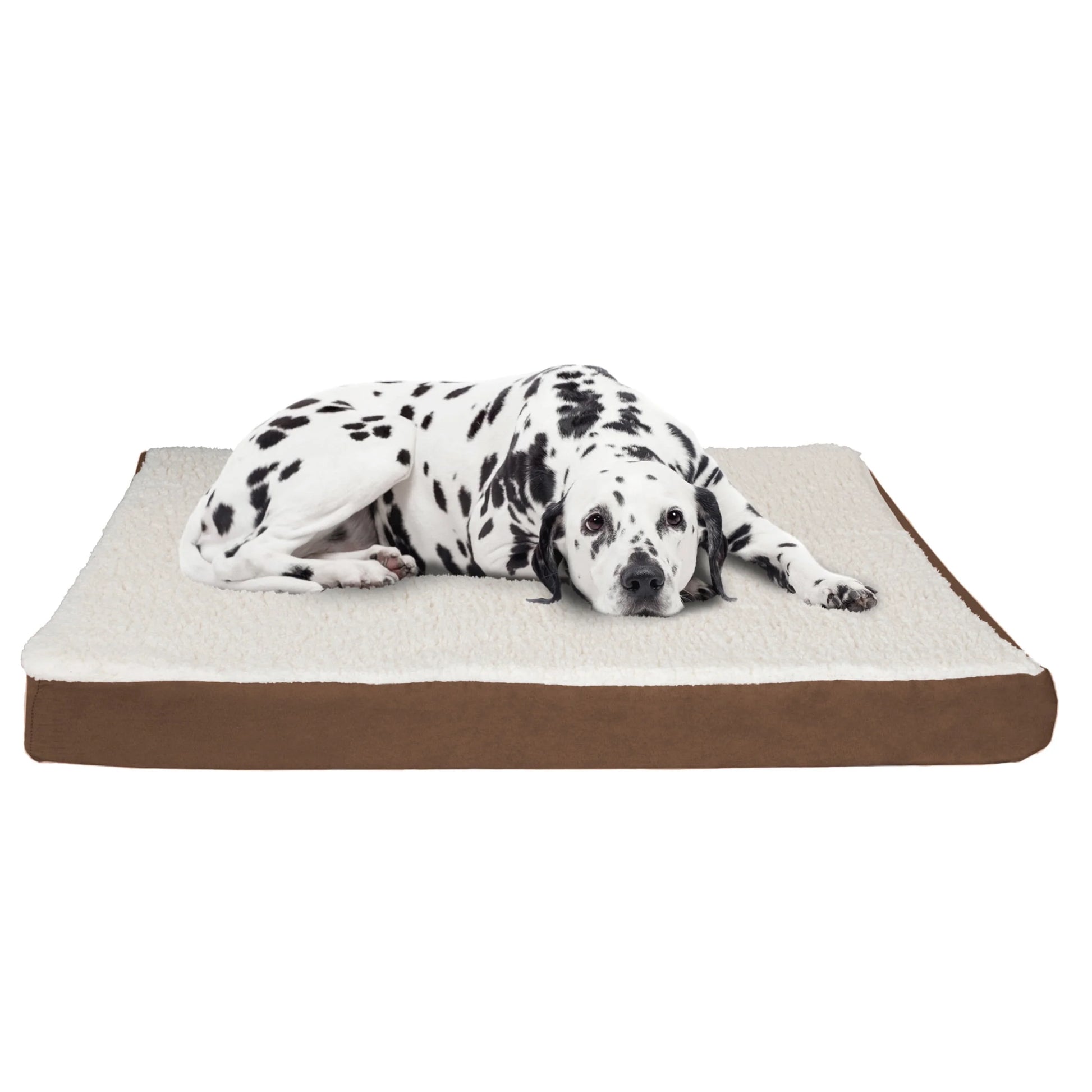 Orthopedic Sherpa-Top Memory Foam Pet Bed - 44" X 35", Brown