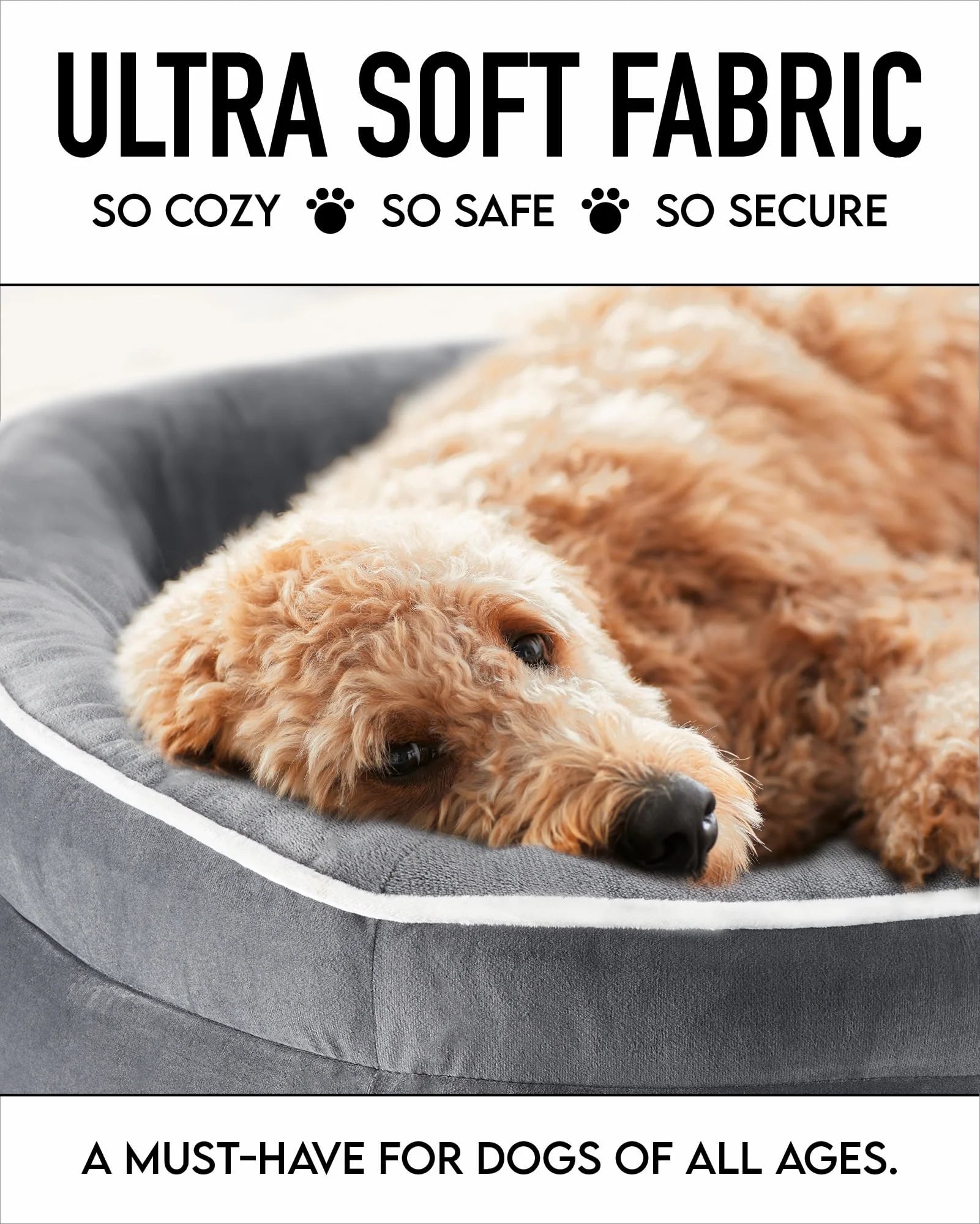 35In Luxury Sofa-Style Pet Orthopedic Bed for Large and Medium Dogs – Removable Machine-Washable Plush Cover, 4-Sided Bolster, Non-Slip Bottom, Size 35”X28”X6” Gray