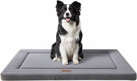Dog Bed for Crate, High Resilience Foam Dog Crate Mat Kennel Pad with Soft Wavy Plush Comfortable Anti-Slip Washable Bed for Large Medium Small Dogs & Cats