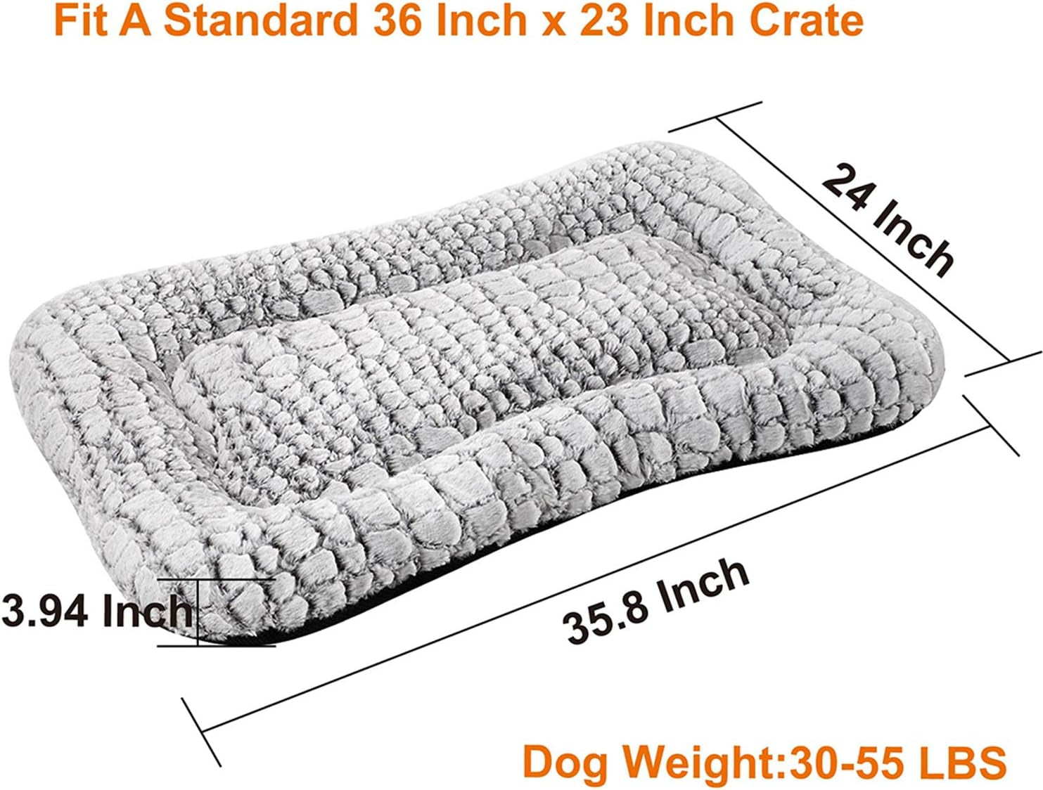 Deluxe Plush Dog Bed Pet Cushion Crate Mat,Washable Pet Bed for Medium Large X-Large Dogs and Dogs Crates(Large,White)