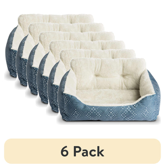 (6 Pack)  Lounger Small Dog or Cat Bed, Blue 21" X 17"