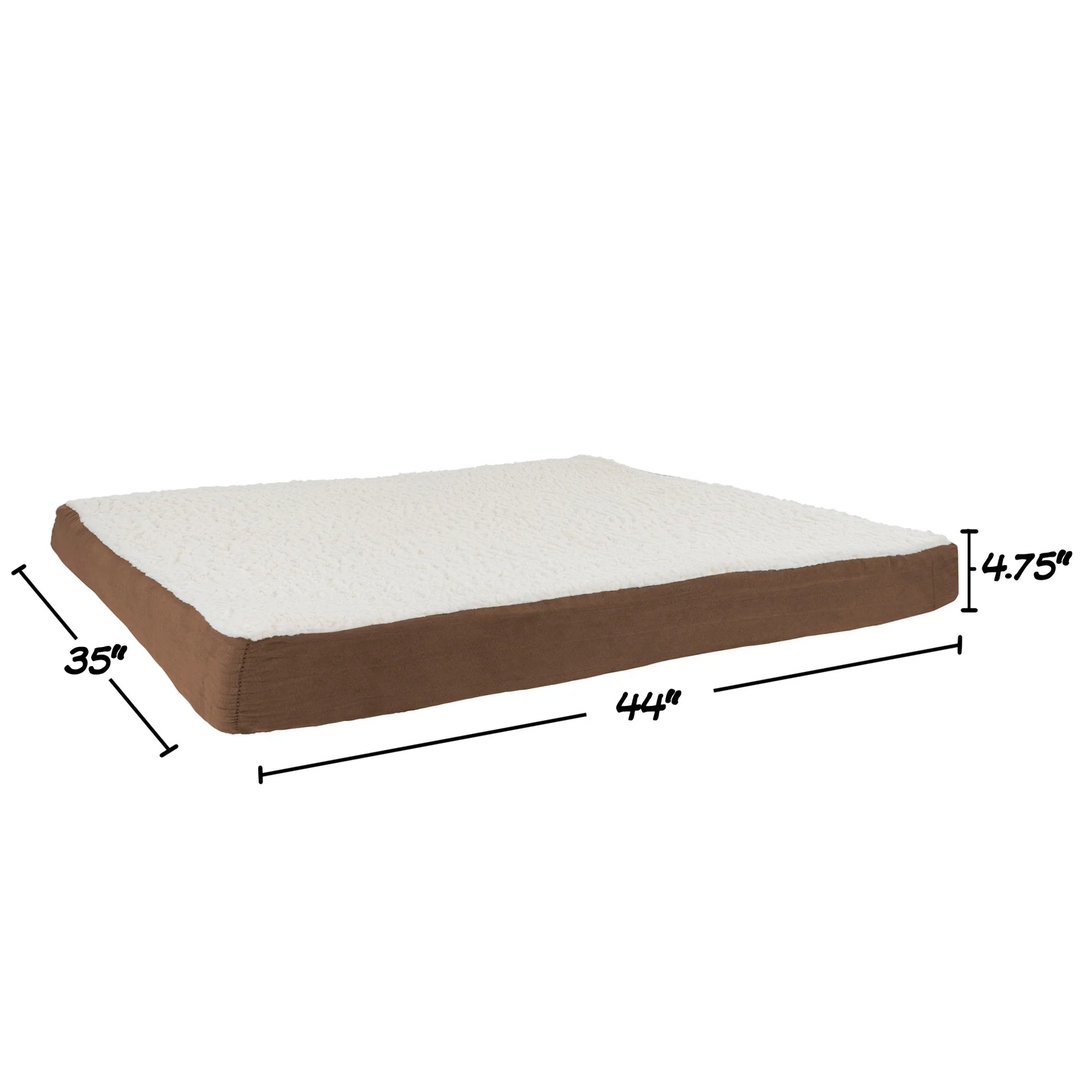 Orthopedic Sherpa-Top Memory Foam Pet Bed - 44" X 35", Brown