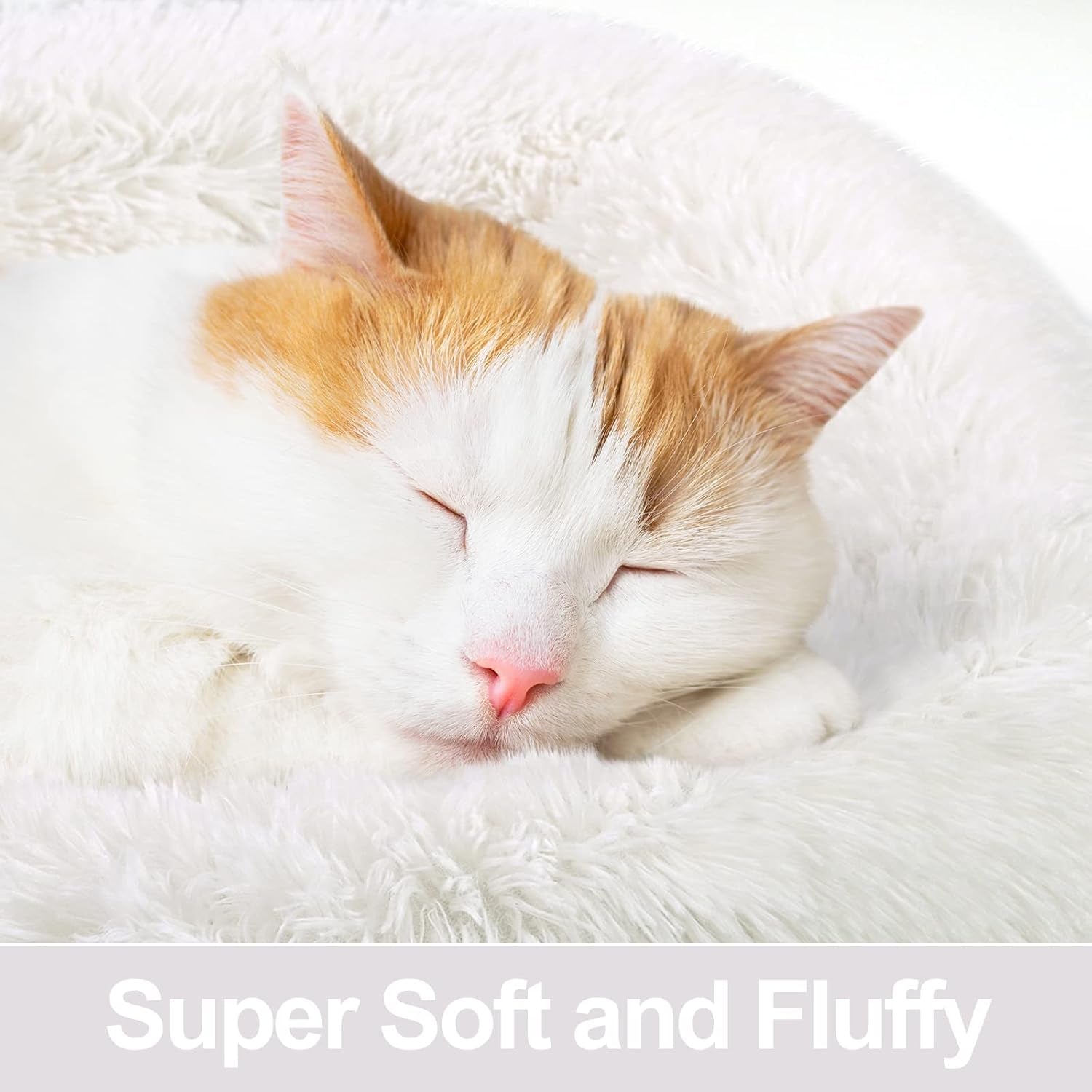 Calming Donut Fluffy Dog Bed Cat Bed, anti Anxiety Cuddler Plush Cozy, Super Soft Material, Warm and Comfortable, Machine Washable, Size Medium 23" X 23"
