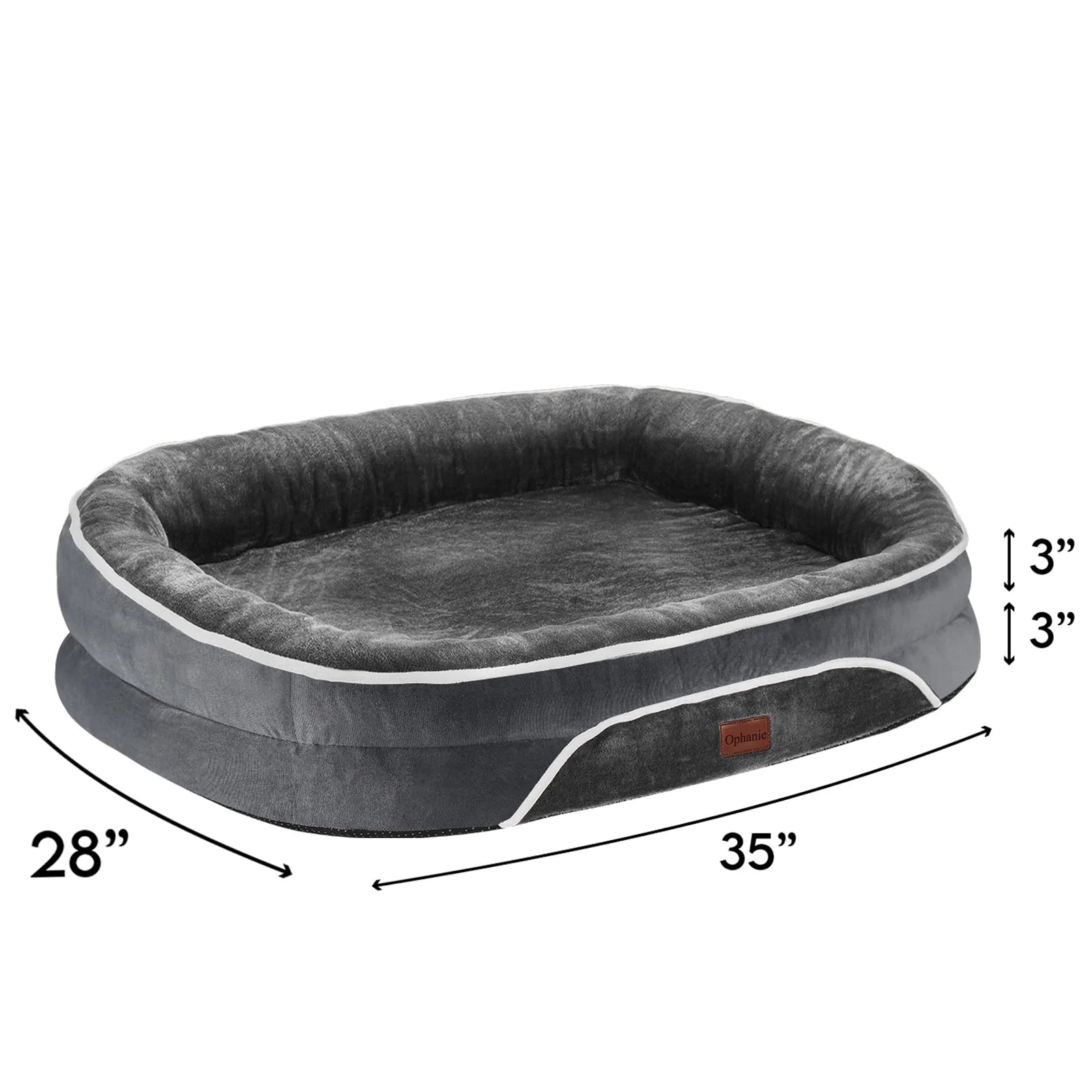 35In Luxury Sofa-Style Pet Orthopedic Bed for Large and Medium Dogs – Removable Machine-Washable Plush Cover, 4-Sided Bolster, Non-Slip Bottom, Size 35”X28”X6” Gray