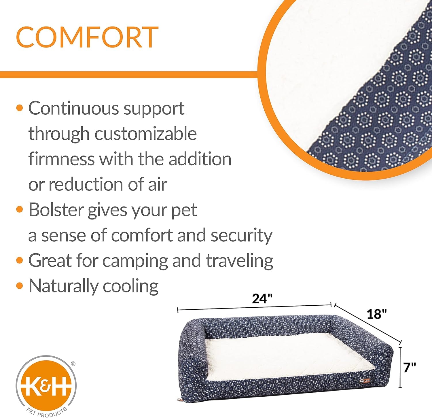 Air Sofa Bed Navy/Geo Flower Small 18 X 24 Inches