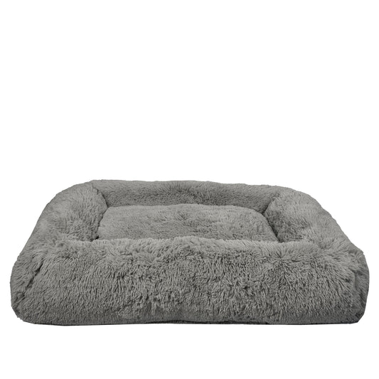 Large Furry Bolster Dog Bed, Taupe