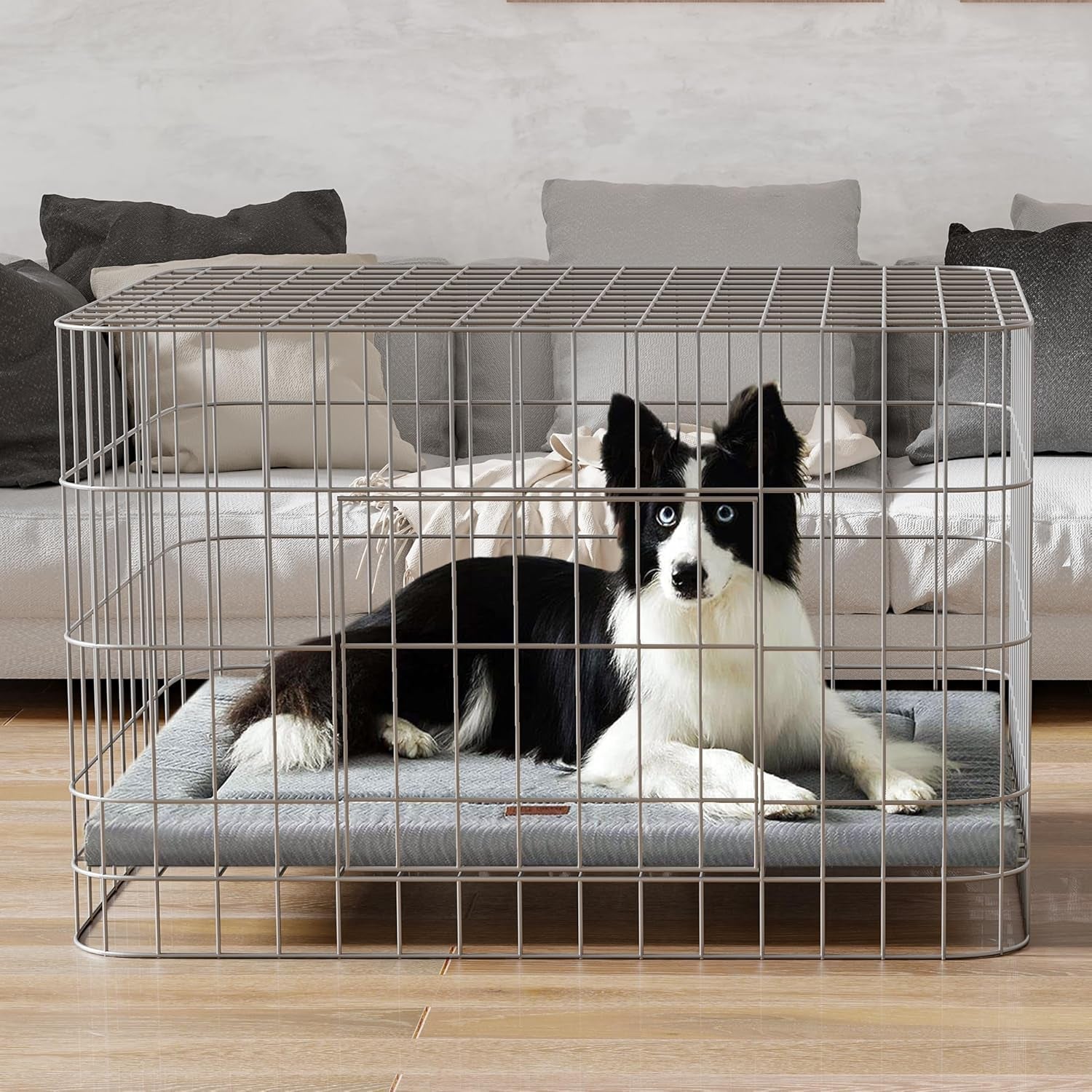 Dog Bed for Crate, High Resilience Foam Dog Crate Mat Kennel Pad with Soft Wavy Plush Comfortable Anti-Slip Washable Bed for Large Medium Small Dogs & Cats