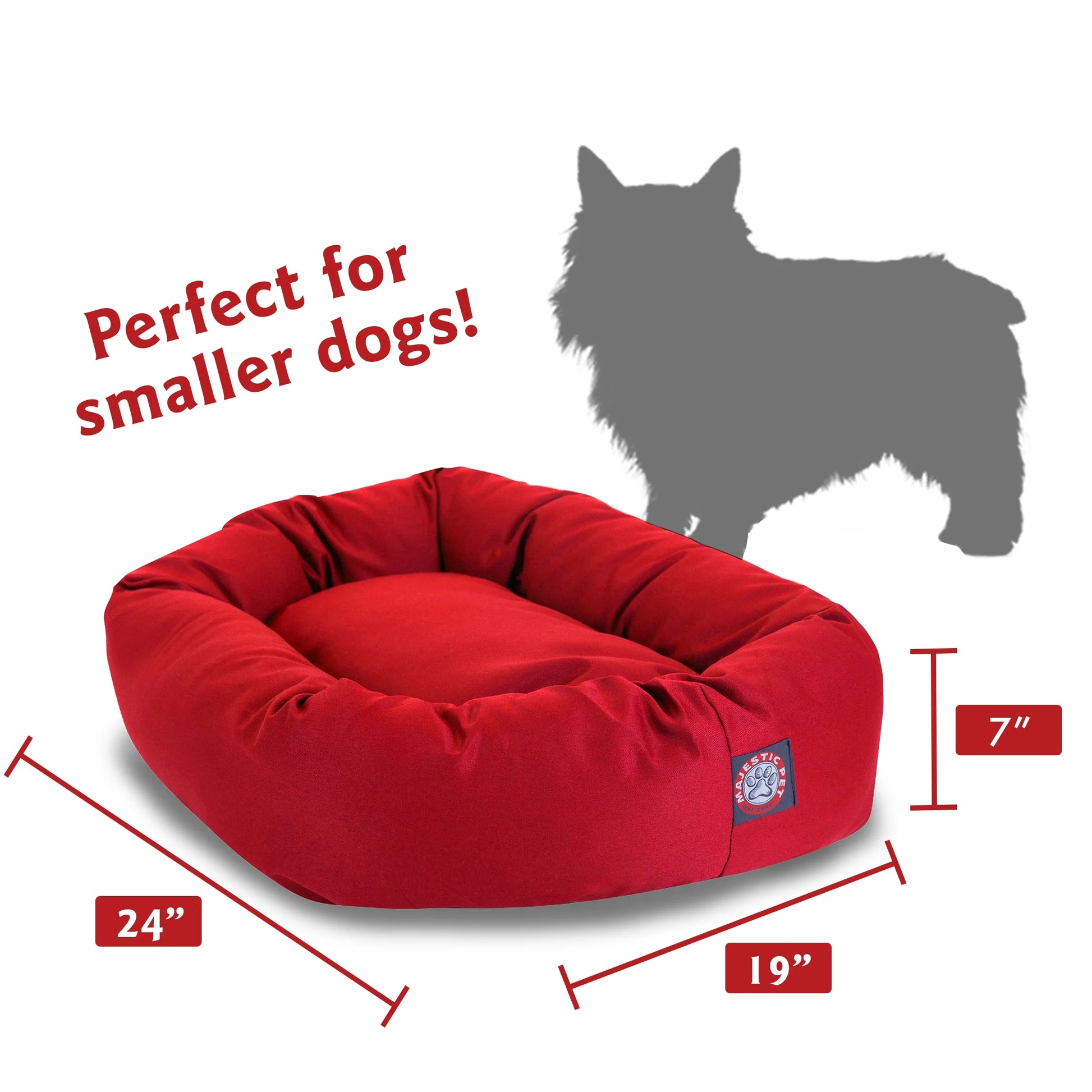Poly/Cotton Bagel Pet Bed for Dogs, Calming Dog Bed Washable, Small, Red