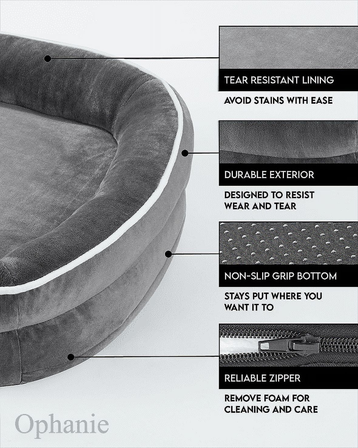 35In Luxury Sofa-Style Pet Orthopedic Bed for Large and Medium Dogs – Removable Machine-Washable Plush Cover, 4-Sided Bolster, Non-Slip Bottom, Size 35”X28”X6” Gray