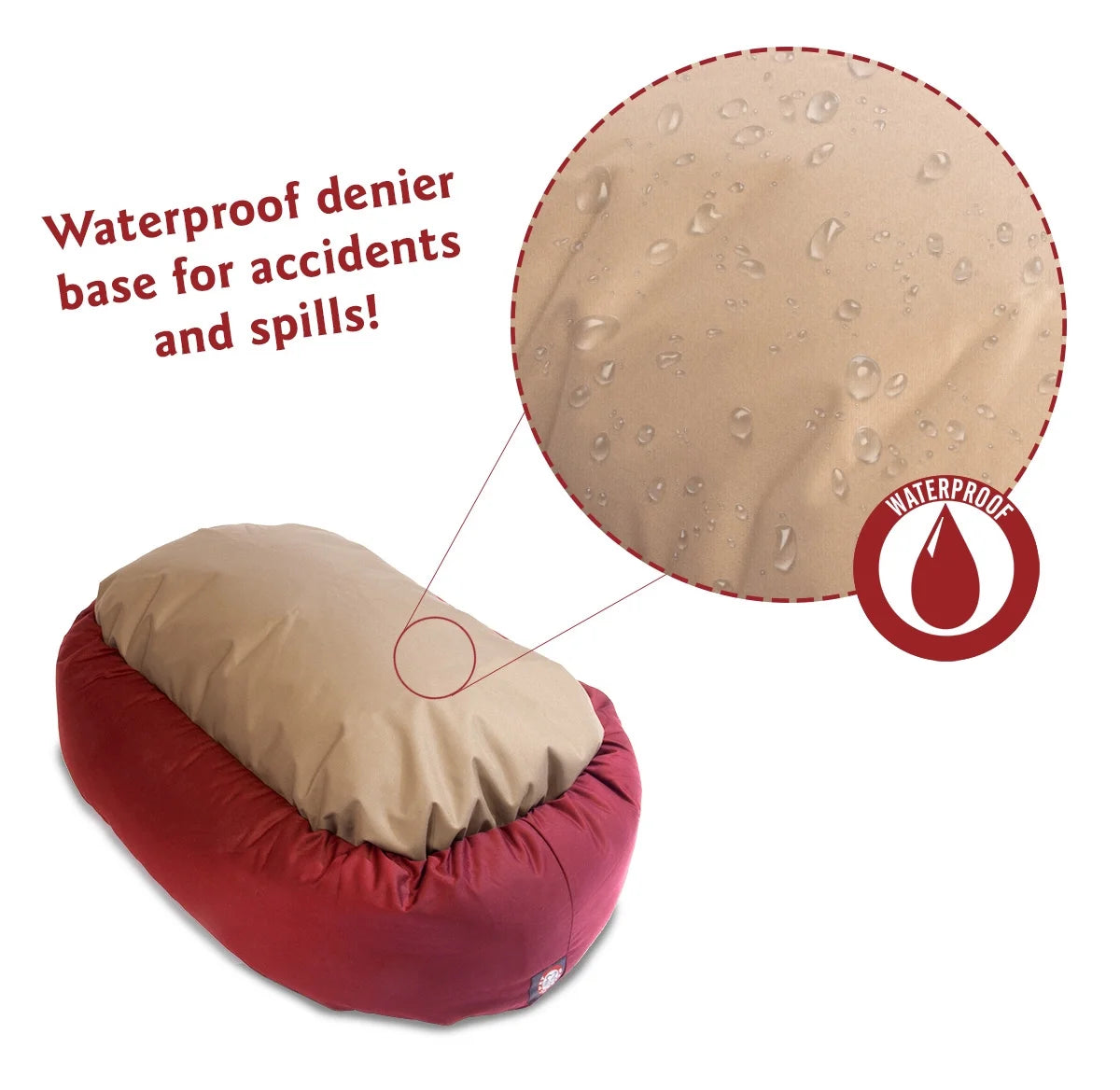 Poly/Cotton Bagel Pet Bed for Dogs, Calming Dog Bed Washable, Small, Red