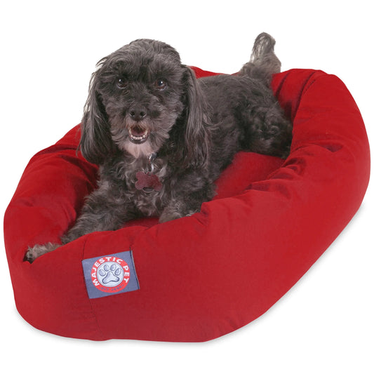 Poly/Cotton Bagel Pet Bed for Dogs, Calming Dog Bed Washable, Small, Red