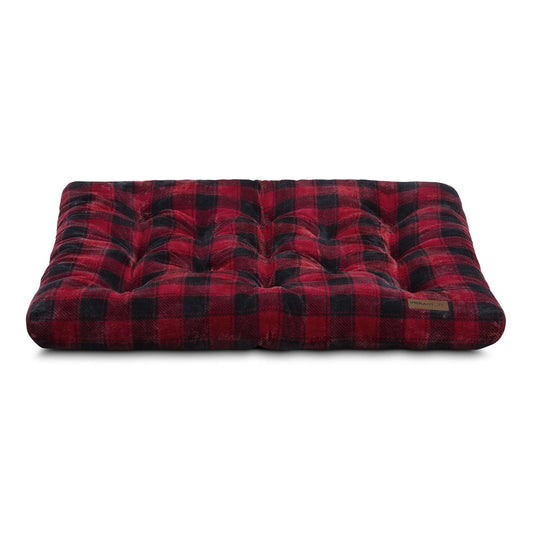 Extra Large Holiday Tufted Mat Dog Bed, Black and Red Buffalo Plaid