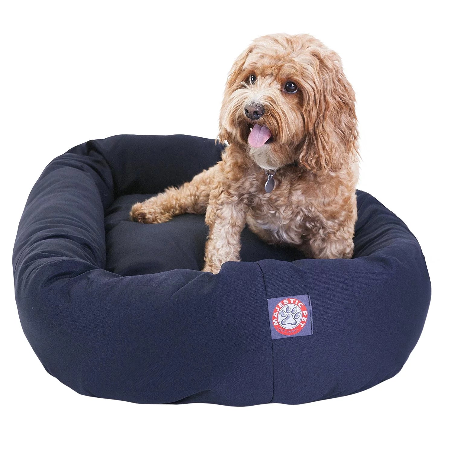 Poly/Cotton Bagel Pet Bed for Dogs, Calming Dog Bed Washable, Medium, Blue