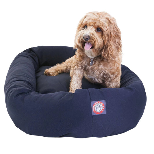 Poly/Cotton Bagel Pet Bed for Dogs, Calming Dog Bed Washable, Medium, Blue