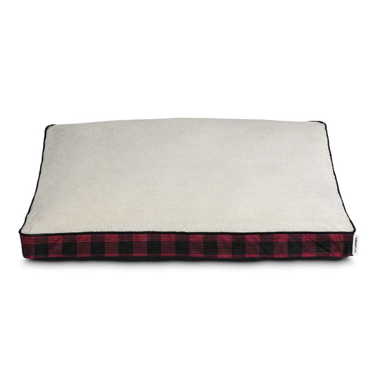 Large Holiday Gusseted Mat Dog Bed, Red and Black Buffalo Plaid