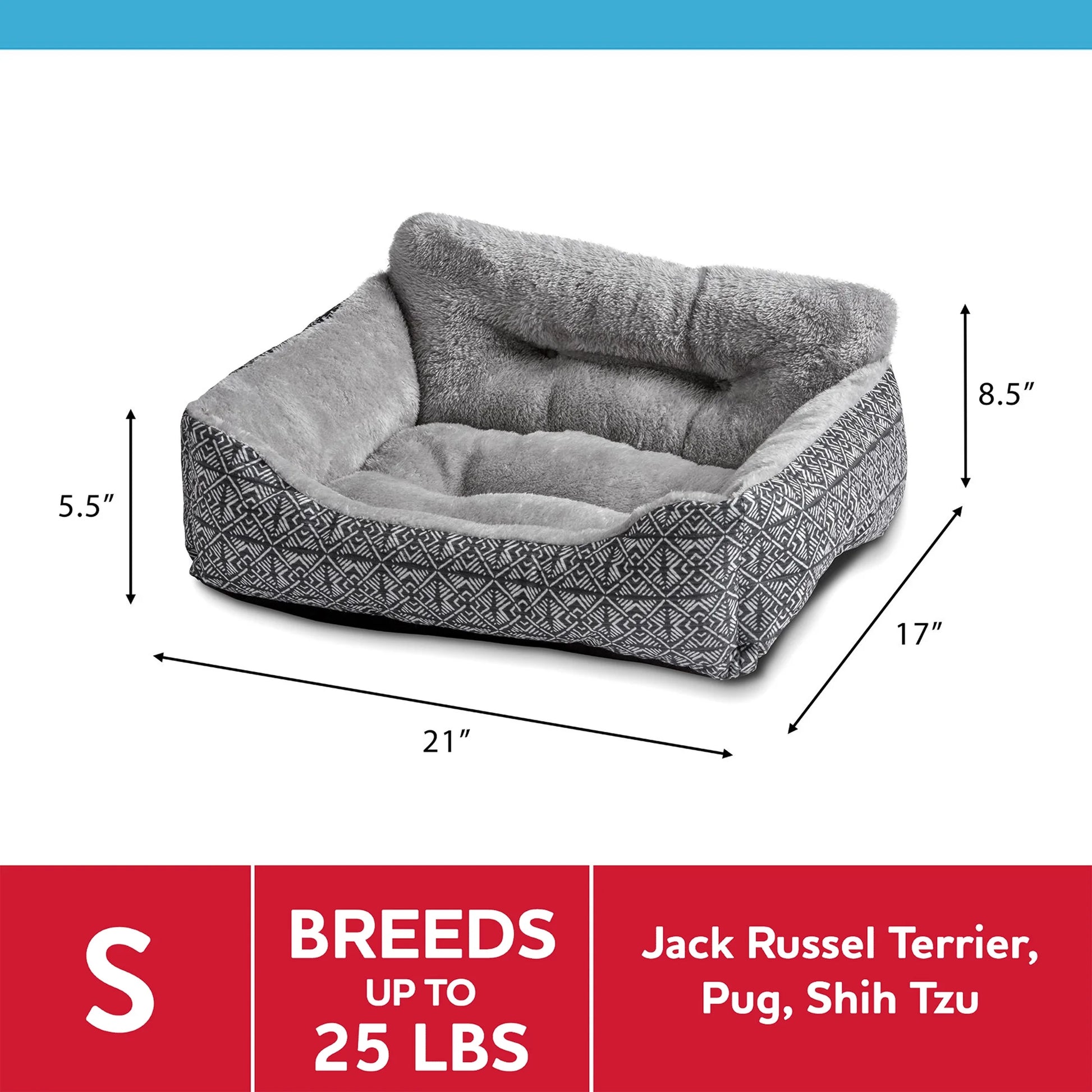 Lounger Pet Bed, Small, 21” X 17”